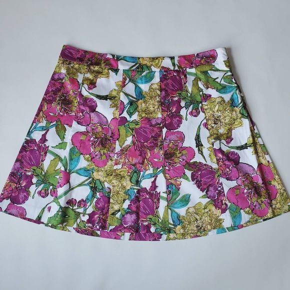 Lane Bryant Dresses & Skirts - Lane Bryant Skirt Spring Floral Cotton A-Line Stretch Knee Length Womens Size 26